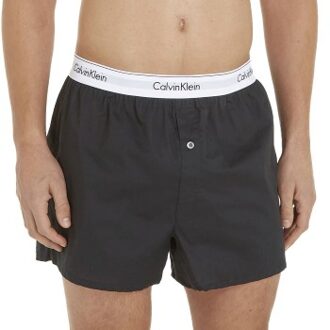 Calvin Klein 2 stuks Modern Cotton Woven Slim Fit Boxer Zwart,Blauw,Versch.kleure/Patroon,Grijs - Small