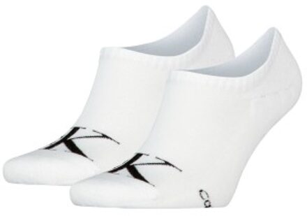 Calvin Klein 2 stuks Monogram High Cut Footie Socks Zwart,Grijs,Wit - Maat 39/42,Maat 43/46