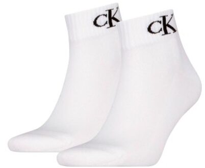 Calvin Klein 2 stuks Monogram Quarter Socks Zwart,Grijs,Wit - Maat 39/42,Maat 43/46