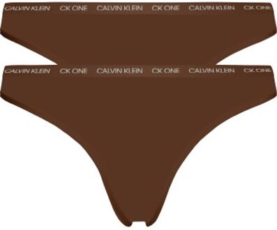 Calvin Klein 2 stuks One Cotton Stretch Plus Thong Beige,Bruin - X-Large,XX-Large,3XL
