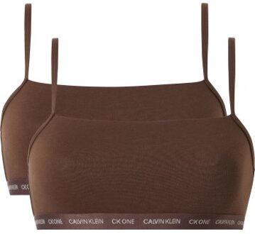 Calvin Klein 2 stuks One Cotton Unlined Plus Bralette Beige,Bruin - X-Large