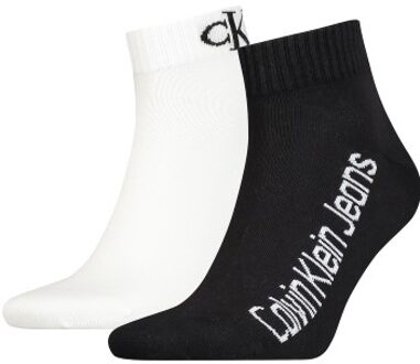 Calvin Klein 2 stuks Quarter Logo Socks * Actie * Wit,Geel,Zwart,Versch.kleure/Patroon - One Size