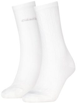 Calvin Klein 2 stuks Soft Cotton Stretch Crew Socks Wit,Versch.kleure/Patroon,Roze - One Size