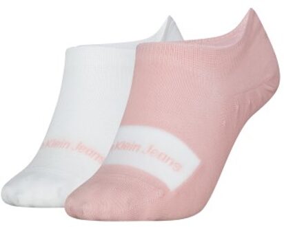 Calvin Klein 2 stuks Women Footie High Cut Socks * Actie * Wit,Versch.kleure/Patroon,Roze - One Size