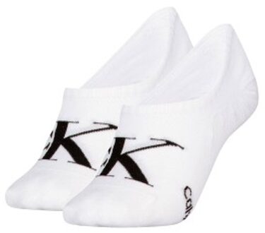 Calvin Klein 2 stuks Women Monogram Footie Socks Zwart,Grijs,Wit - Maat 35/38,Maat 39/42