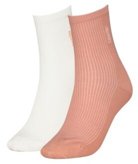 Calvin Klein 2 stuks Women Rib Sock * Actie * Wit,Versch.kleure/Patroon,Roze - One Size