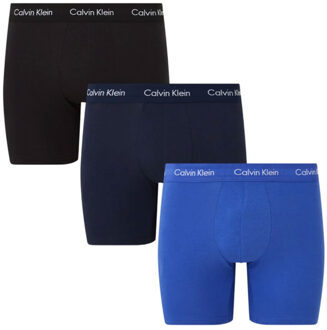 Calvin Klein 3-Pack Boxershorts Long Fit Zwart / Blauw - XL