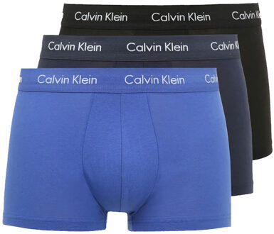 Calvin Klein 3-pack Low Rise Trunk Boxershorts Zwart / Blauw / Blauw - 4KU - L
