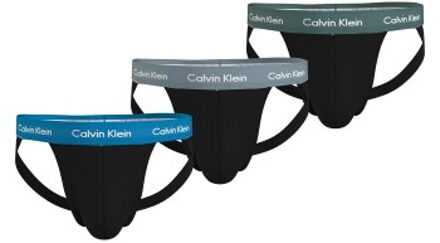 Calvin Klein 3 stuks Cotton Stretch Jock Strap * Actie * Zwart,Blauw,Versch.kleure/Patroon - Small,Medium,Large,X-Large