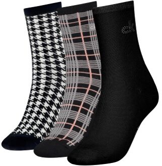 Calvin Klein 3 stuks Demi Crew Sock Gift Box Zwart,Versch.kleure/Patroon,Rood - One Size