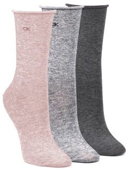 Calvin Klein 3 stuks Emma Roll Top Crew Socks Blauw,Zwart,Grijs,Wit,Versch.kleure/Patroon,Roze,Rood - One Size,Strl 37/41