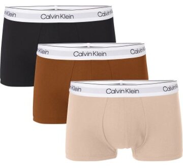 Calvin Klein 3 stuks Modern Cotton Stretch Naturals Trunk * Actie * Versch.kleure/Patroon,Zwart,Bruin - Small,X-Large