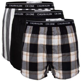 Calvin Klein 3 stuks One Cotton Slim Fit Boxer * Actie * Blauw,Versch.kleure/Patroon,Zwart - Small,Medium,X-Large