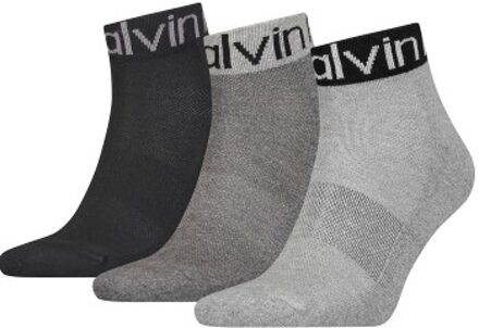 Calvin Klein 3 stuks Quarter Logo Welt Socks Grijs - One Size