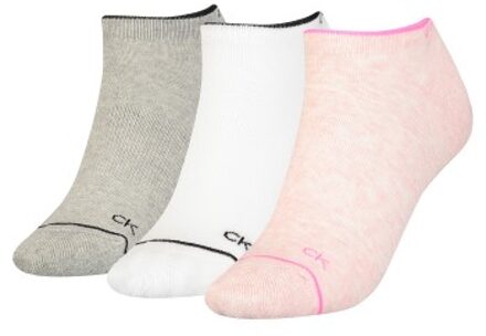 Calvin Klein 3 stuks Women Athleisure Sneaker Socks Wit,Versch.kleure/Patroon,Roze,Grijs - One Size