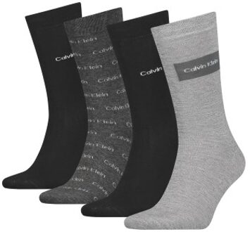 Calvin Klein 4 stuks Men All Over Logo Giftbox * Actie * Versch.kleure/Patroon,Zwart,Grijs - One Size