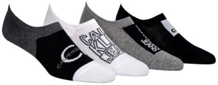 Calvin Klein 4 stuks Sneaker Liner Socks Gift Box * Actie * Versch.kleure/Patroon,Zwart,Grijs - Maat 40/46