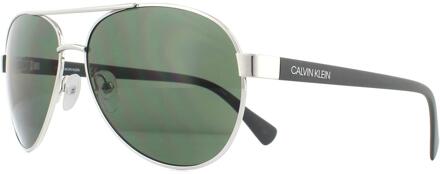 Calvin Klein Aviator Mens Silver Green Zonnebril Zilver