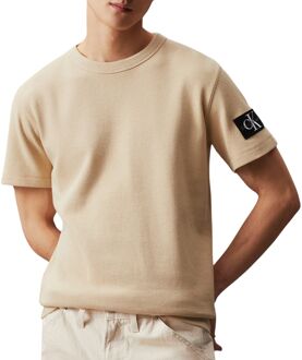 Calvin Klein Badge Waffle Shirt Heren beige - L