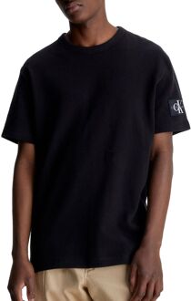 Calvin Klein Badge Waffle Shirt Heren zwart - L