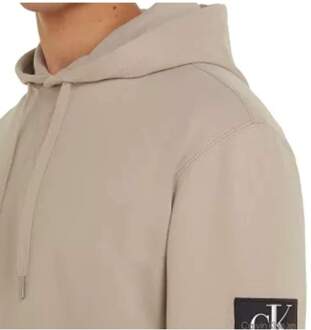 Calvin Klein Beige Logo Patch Hoodie Calvin Klein , Beige , Heren - XL
