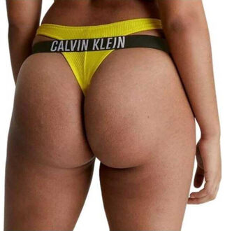 Calvin Klein Bikinibroekje met geribd detail voor dames - maat L Geel