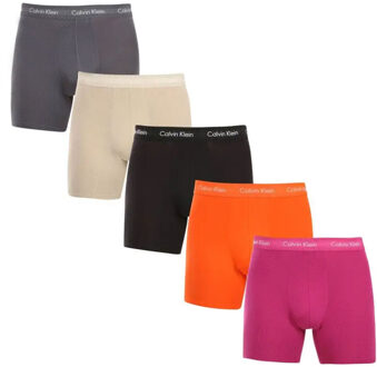 Calvin Klein Brief Boxershorts Heren (5-pack) oranje - grijs - zwart - beige - donker roze - L