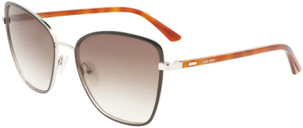 Calvin Klein Brown Light Havana Sunglasses Calvin Klein , Multicolor , Dames - 56 MM