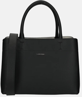 Calvin Klein Business Tote Saffiano handtas M black/sand pebble Zwart