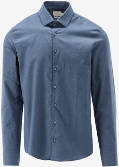 Calvin Klein Casual Shirt FLANNEL SOLID SLIM S donker blauw - 39;40;41;42;44
