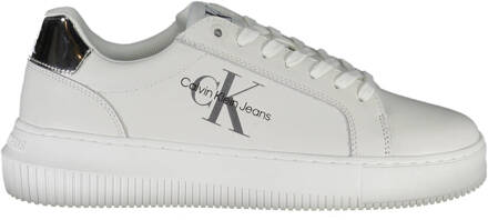 Calvin Klein Chunky Cupsole Mono Sneakers - Wit Calvin Klein , White , Dames - 40 Eu,41 EU