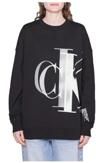 Calvin Klein Comfortabele Zwarte Oversized Hoodie Calvin Klein , Black , Dames - L,M,S,Xs