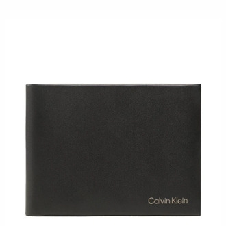 Calvin Klein Compacte Leren Portemonnee voor Heren Calvin Klein , Black , Heren - ONE Size