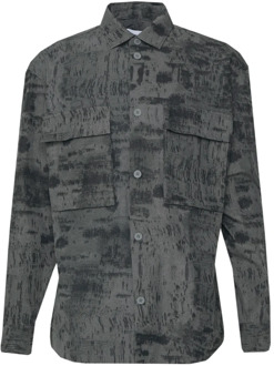 Calvin Klein Concrete AOP Overhemd - Veelzijdige Toevoeging aan je Garderobe Calvin Klein , Gray , Heren - M,S