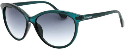 Calvin Klein Crystal Teal Framed Grey Gradient Lensed Zonnebril Blauw - One Size