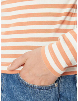 Calvin Klein Dames gestreepte schildpad hals sweater top Beige - XS