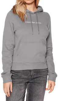 Calvin Klein Dames logo slim hoodie Grijs - XS