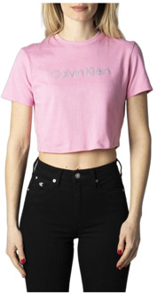 Calvin Klein Dames Roze Print T-shirt Calvin Klein , Pink , Dames - L,M,S