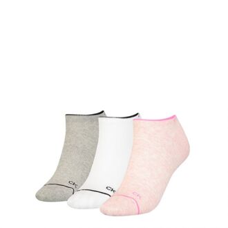 Calvin Klein Dames Sneakersokken 3-pack Pink Melange Combo-One Size (37-41) Roze - One Size (37-41)