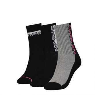 Calvin Klein Dames Sokken Athleisure 3-pack Zwart /Grijs/Roze-One Size (37-41) - One Size (37-41)