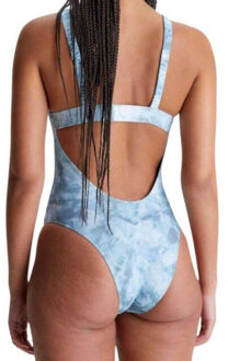 Calvin Klein Dames stropdas one piece zwempak Blauw - XS