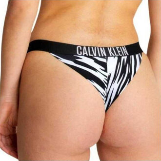 Calvin Klein Dames zebraprint diep uitgesneden bikinibroekje Wit - XL