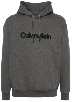 Calvin Klein Donkergrijze Verhoogde Geborduurde Logo Hoodie Calvin Klein , Gray , Heren