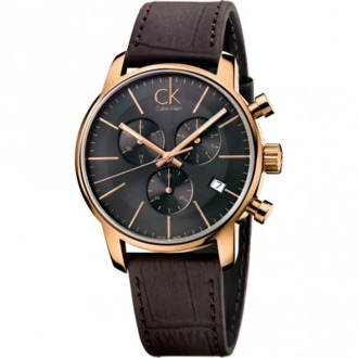 Calvin Klein Elegant Quartz Horloge met Zwarte Wijzerplaat en Bruine Leren Band Calvin Klein , Brown , Dames - ONE Size