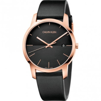 Calvin Klein Elegant Quartz Horloge met Zwarte Wijzerplaat en Leren Band Calvin Klein , Black , Dames - ONE Size