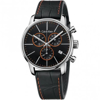 Calvin Klein Elegant Quartz Horloge met Zwarte Wijzerplaat en Leren Band Calvin Klein , Black , Dames - ONE Size