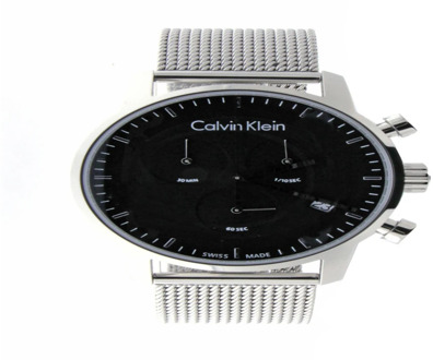 Calvin Klein Elegante Quartz Dameshorloge met Zwarte Wijzerplaat en Zilveren Stalen Band Calvin Klein , Gray , Dames - ONE Size