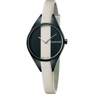 Calvin Klein Elegante Quartz Horloge met Zwarte Wijzerplaat Calvin Klein , White , Dames - ONE Size