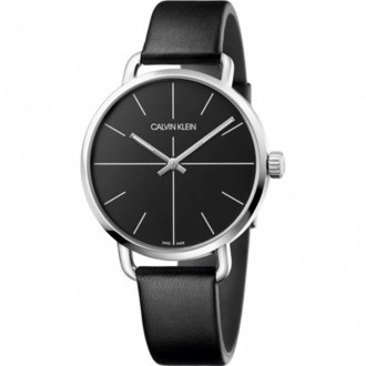 Calvin Klein Elegante Quartz Horloge met Zwarte Wijzerplaat en Leren Band Calvin Klein , Black , Dames - ONE Size