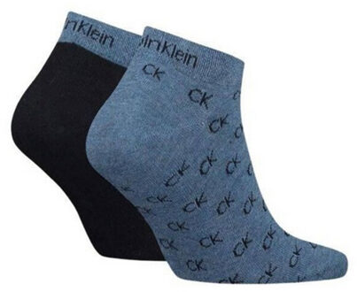 Calvin Klein Enkelsokken met geborduurd logo voor heren (set van 2) - maat 43-47 Blauw